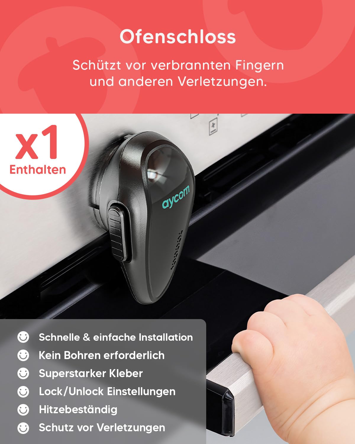 Thumbnail 4 de Aycorn Kindersicherung Set (24 Teile) – magnetische Schrankschlösser, Eckschutz, Türstopper und Ofenschloss (ohne Bohren)
