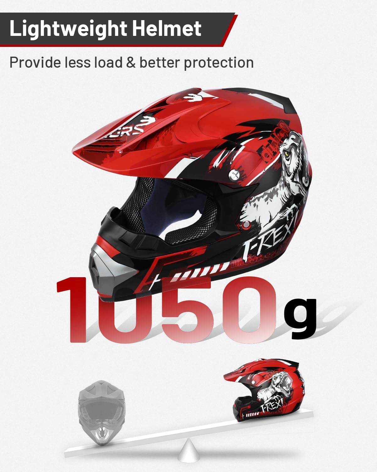 Detalle de DOT Youth Dirt Bike Helmet with Goggles & Gloves for Ages 5-14