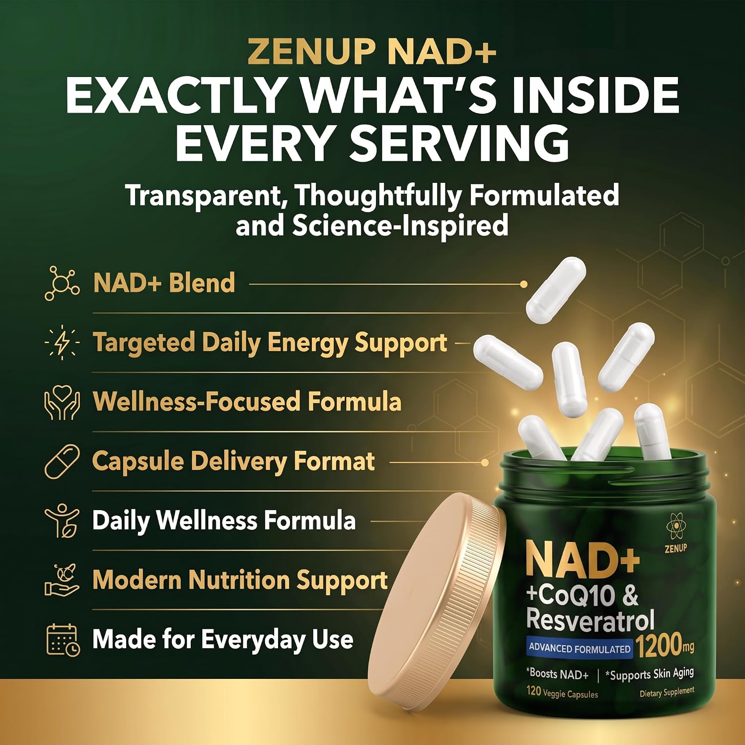 Detalle 2 de ZenUP NAD Supplement, 120 Veggie Capsules