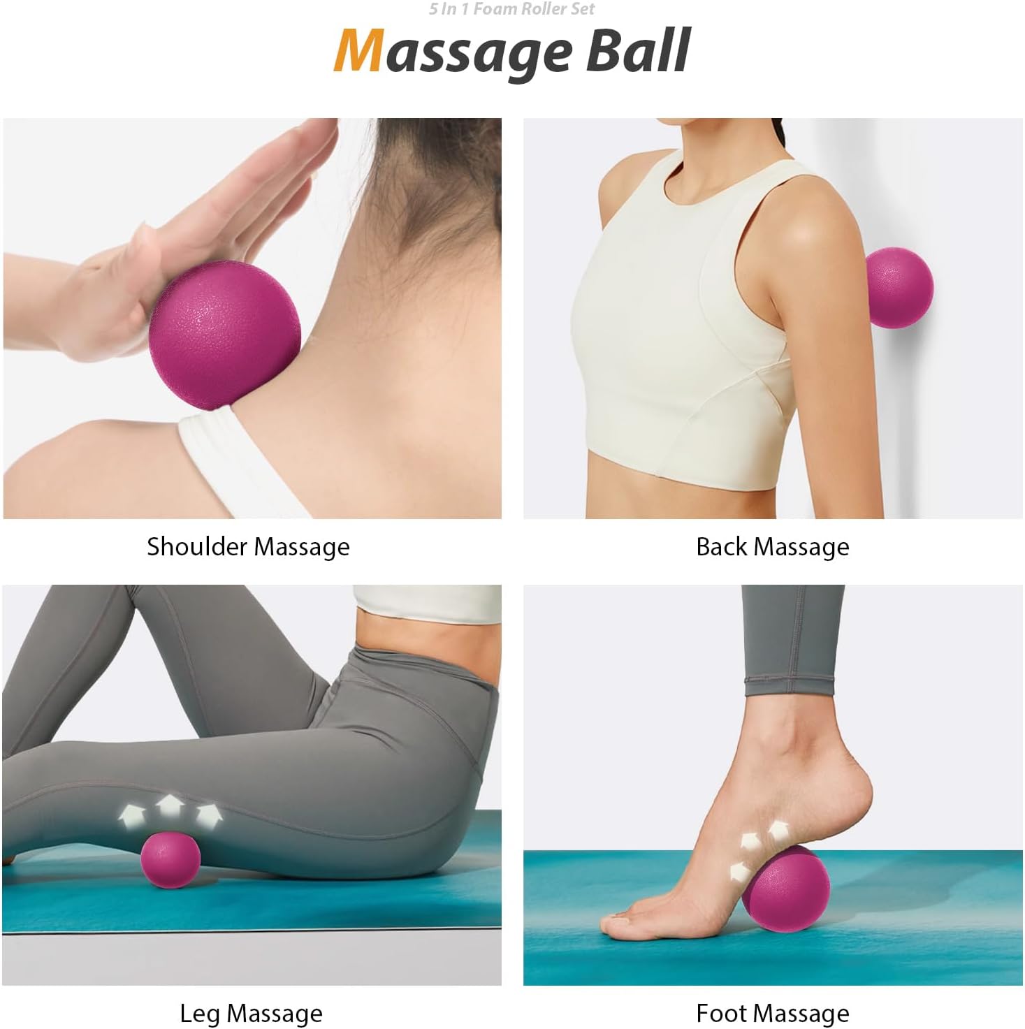 Detalle 1 de SUBCULTUREPICK 5-in-1 Foam Roller Set with Massage Stick, Ball and Band