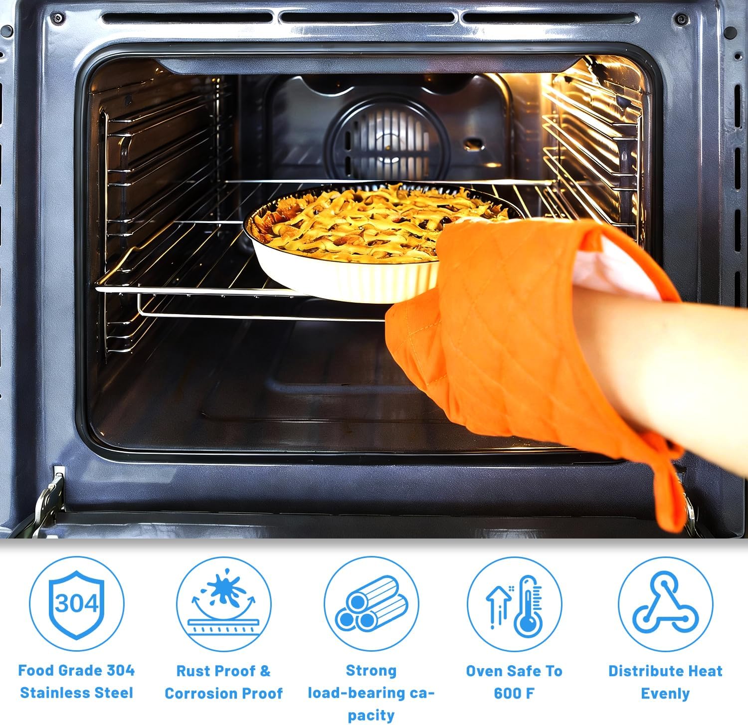 Thumbnail 6 de YEECHUN MHL63411403 Oven Rack Set, 304 Stainless Steel, 24.68 x 15.7 in