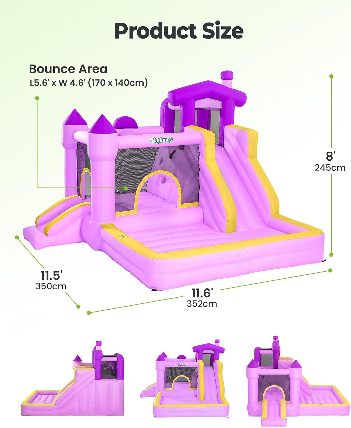 Detalle 2 de Outfunny Inflatable Bounce House 450W 🎪