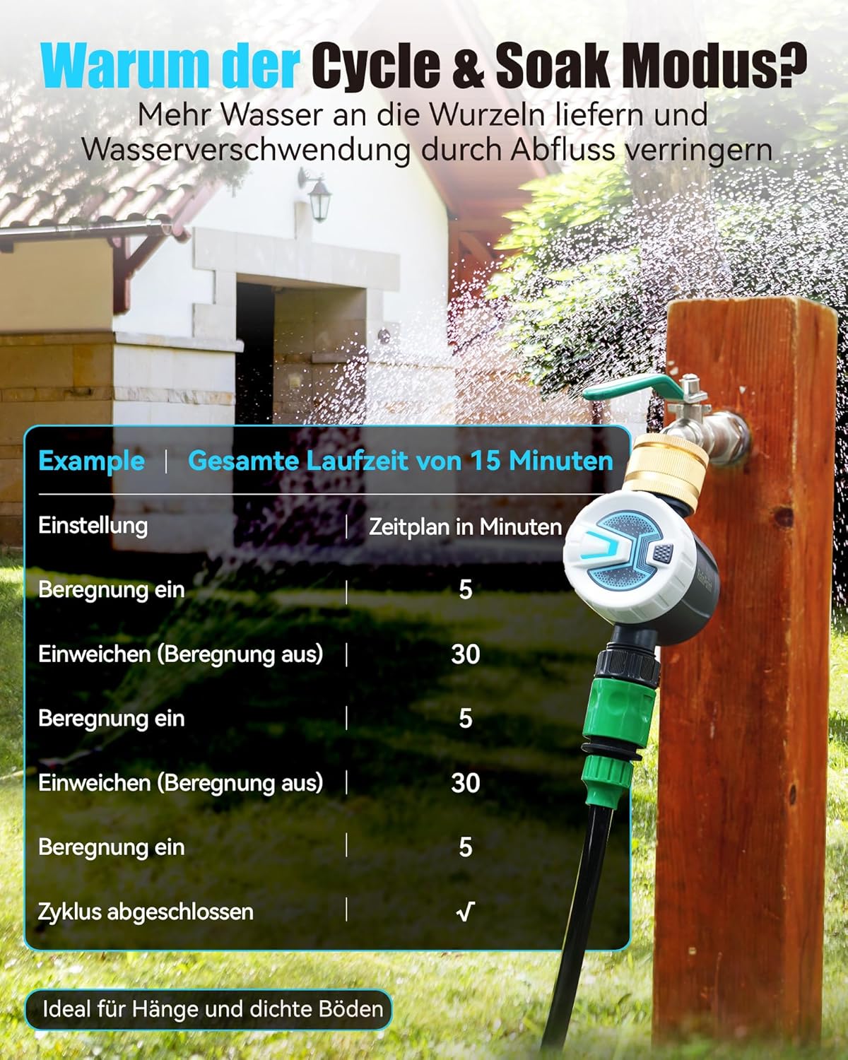 Thumbnail 3 de RAINPOINT Bewässerungscomputer WLAN mit Messing-Einlass, Zyklus-Soak-Modus und App-Steuerung (2,4 GHz WiFi & Bluetooth)