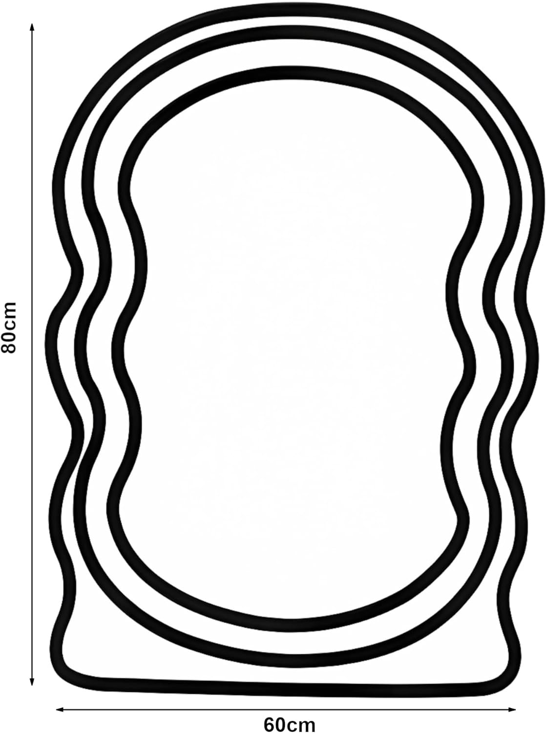 Thumbnail 4 de [en.casa] Specchio da Parete Moderno con Cornice in Peluche Morbida, Forma Ondulata 80 x 60 cm, Bianco