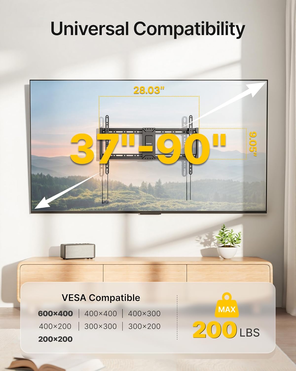 Detalle de monTEK Heavy Duty Fixed TV Wall Mount (37–90 Inch) with 1.1" Ultra-Slim Profile