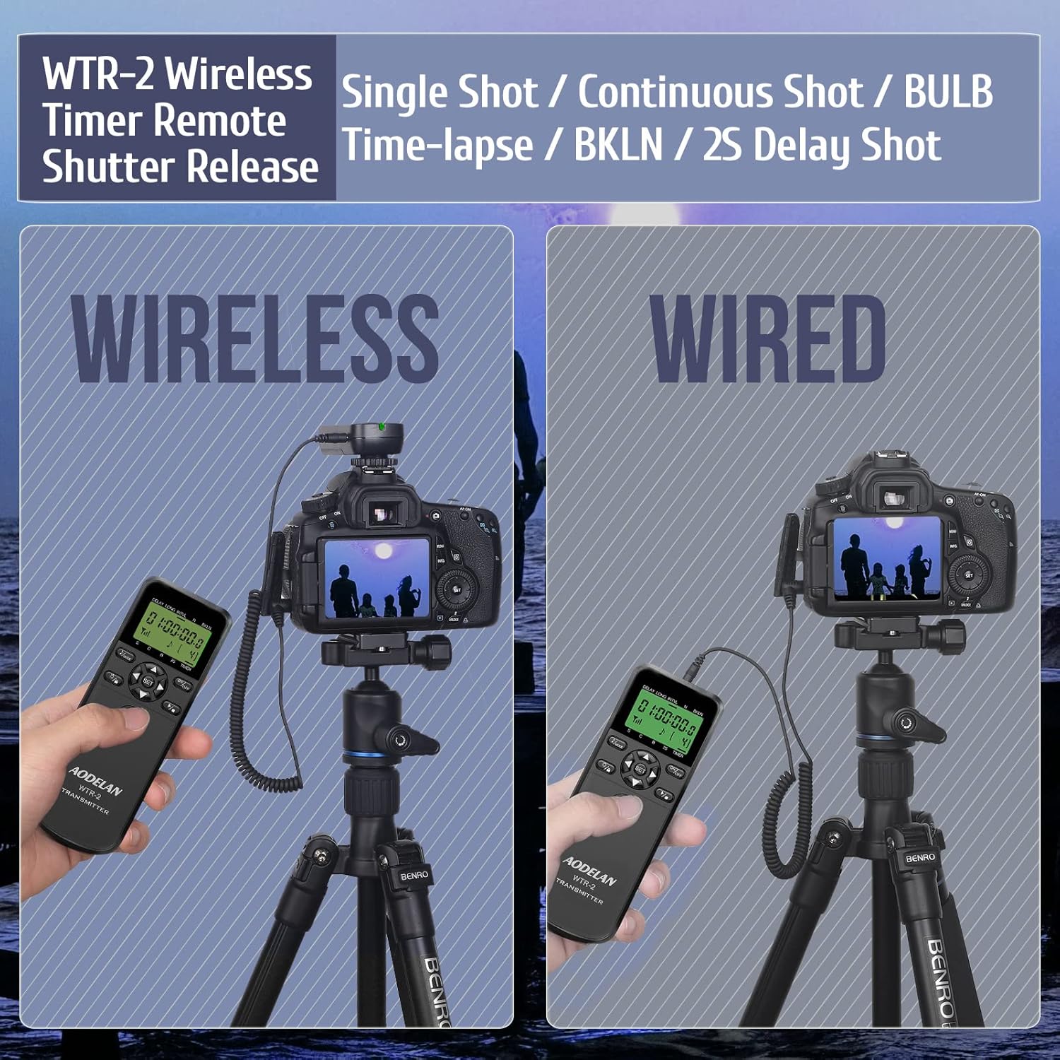 Thumbnail 2 de AODELAN Wireless & Wired Remote for Nikon Z5, Z6, Z7, D5600, D750 and More – Camera Timer Shutter Release
