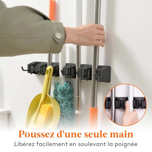 Detalle de Lifewit Porte Balais Murale — Range balai mural antidérapant pour organisation du nettoyage et rangement intérieur/extérieur