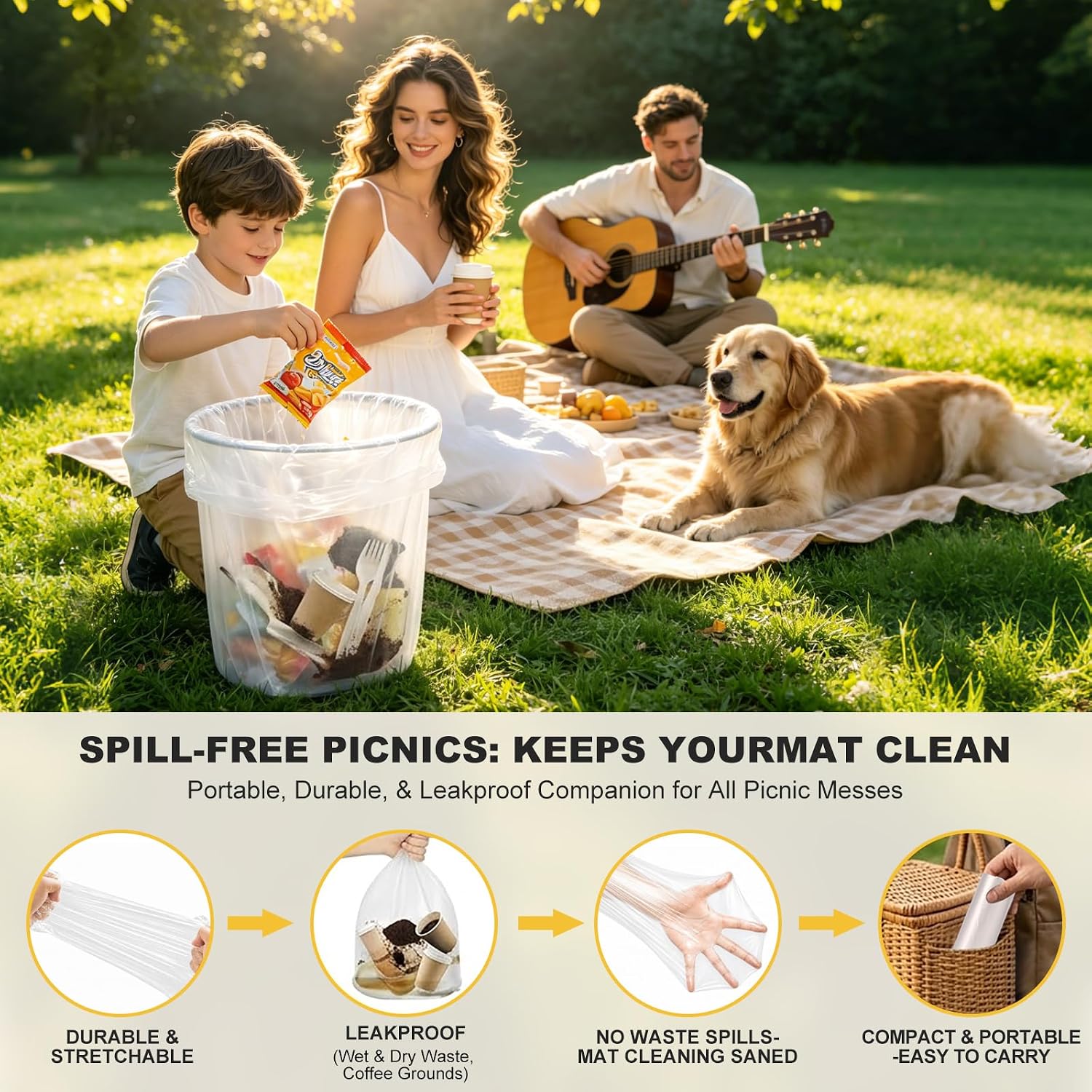 Thumbnail 5 de Rishpahu 4 Gallon Small Trash Bags — Unscented, 220 Ct, Transparent, 0.6Mil