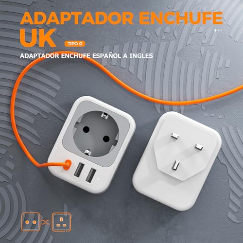 Detalle de TESSAN Paquete de 2 Adaptador Enchufe UK 4 en 1 con USB C y USB A