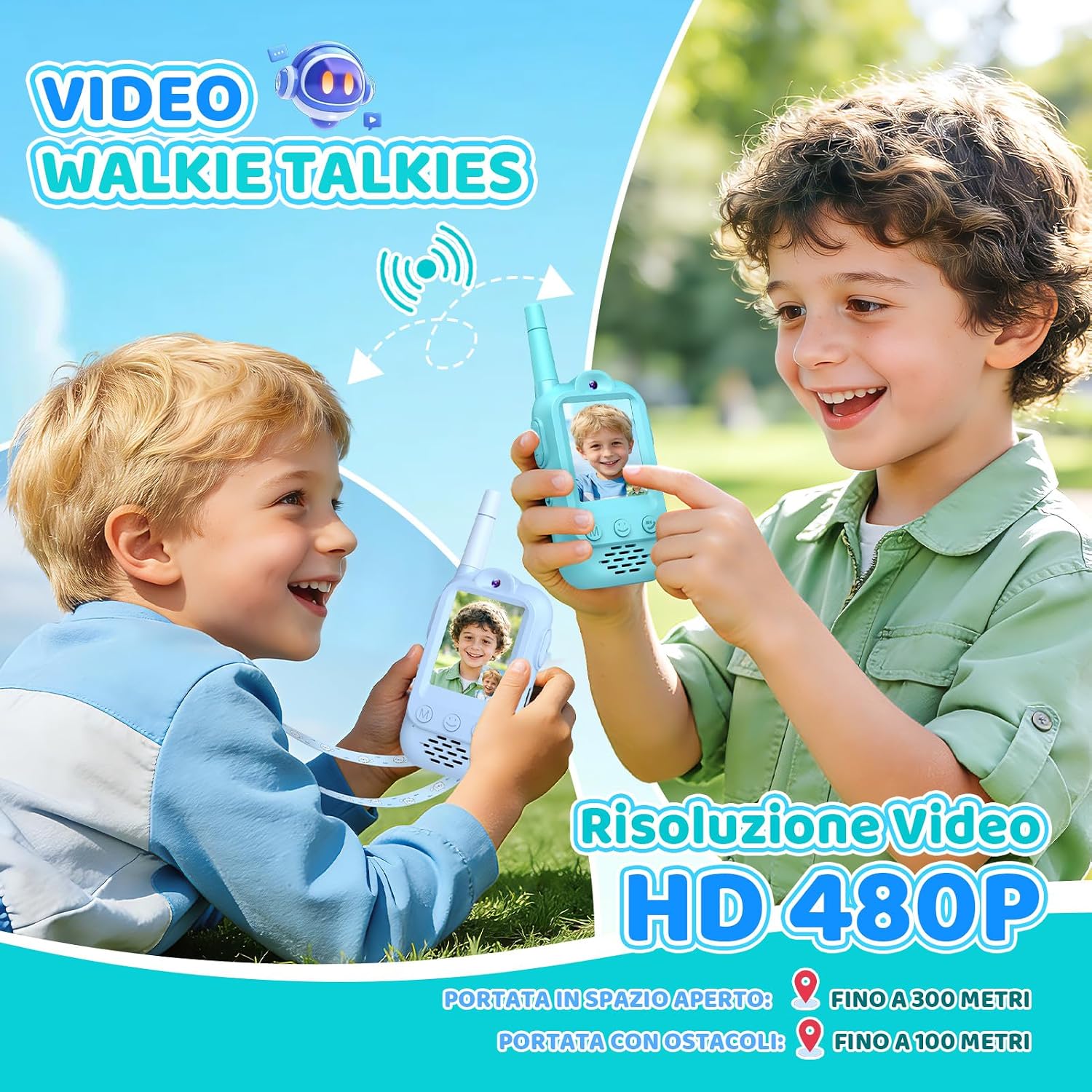 Detalle de iKidiki Video Walkie Talkie Bambini Ricaricabili – comunicazione video sicura per primi giochi all’aperto