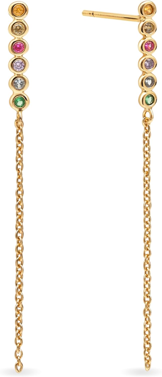 Detalle de SINGULARU Orecchini Orbit: Ottone placcato oro 18 kt con zirconi colorati