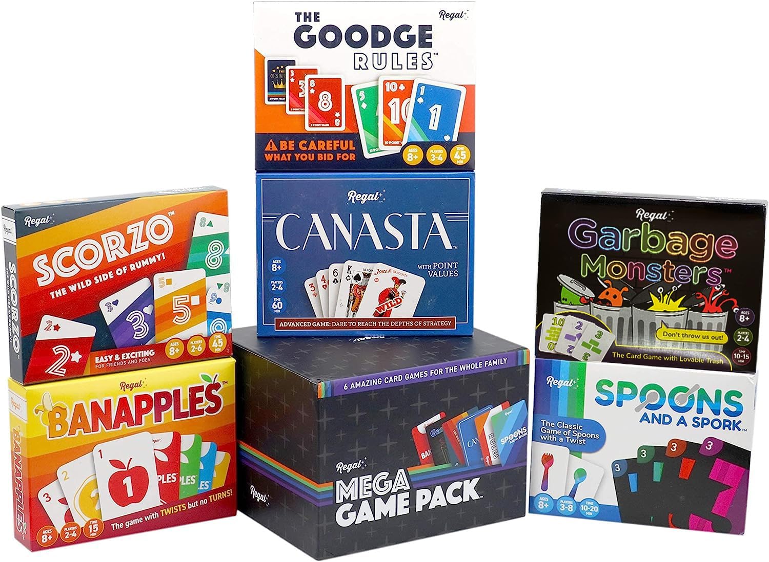 Detalle de Regal Games Fun Card Games Set for Adults (6 games incl. Canasta, Banapples, ScorZo) — Travel & family game night deck