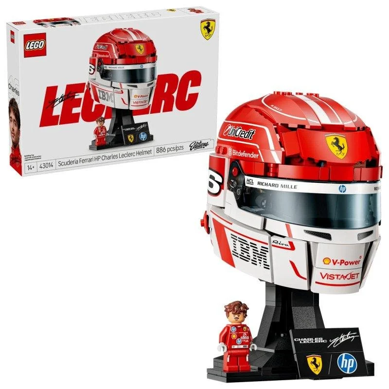 Detalle de LEGO Editions Scuderia Ferrari HP Casco Charles Leclerc 43014 (886 piezas) – colección y exigencia de fans