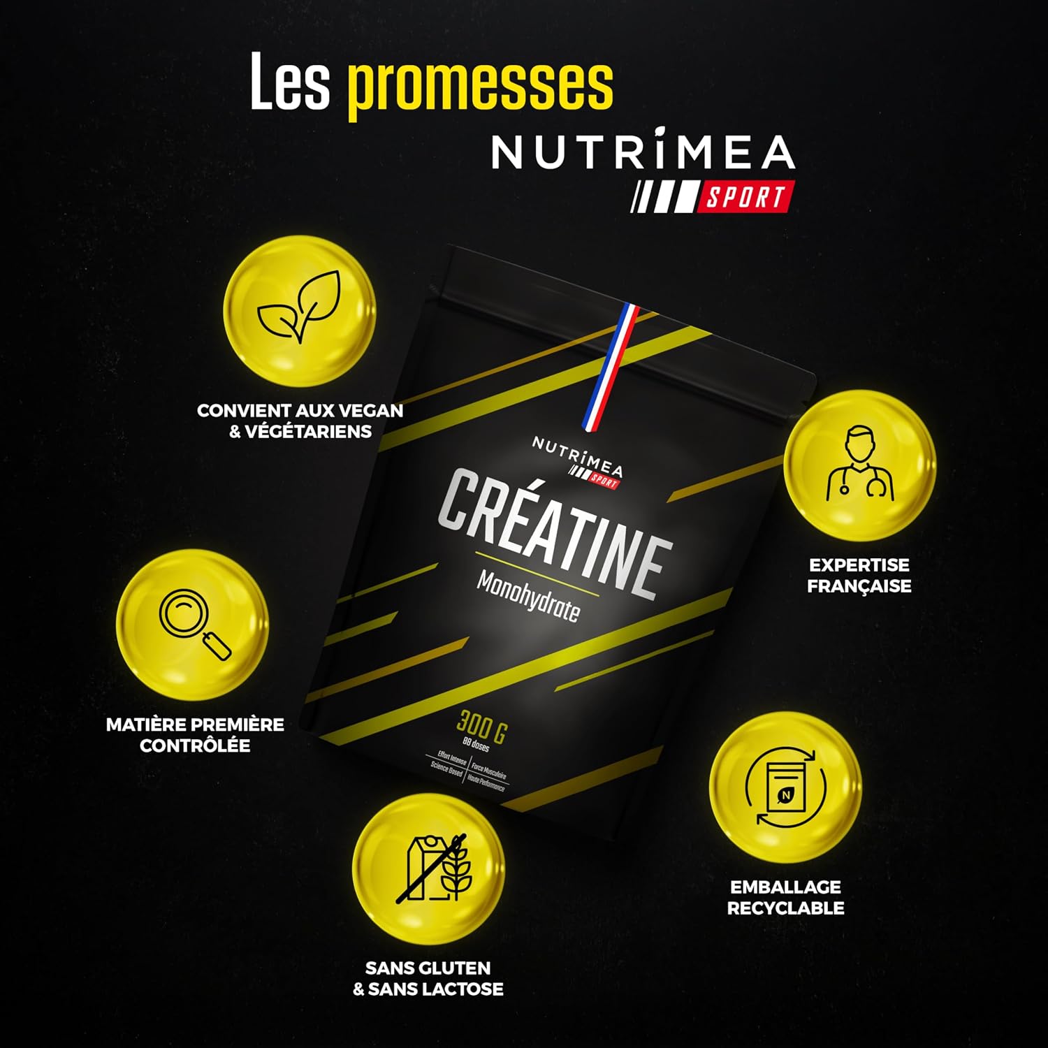 Thumbnail 5 de Creatine Monohydrate 300 g – Laboratoires Nutrimea, 100% Pure