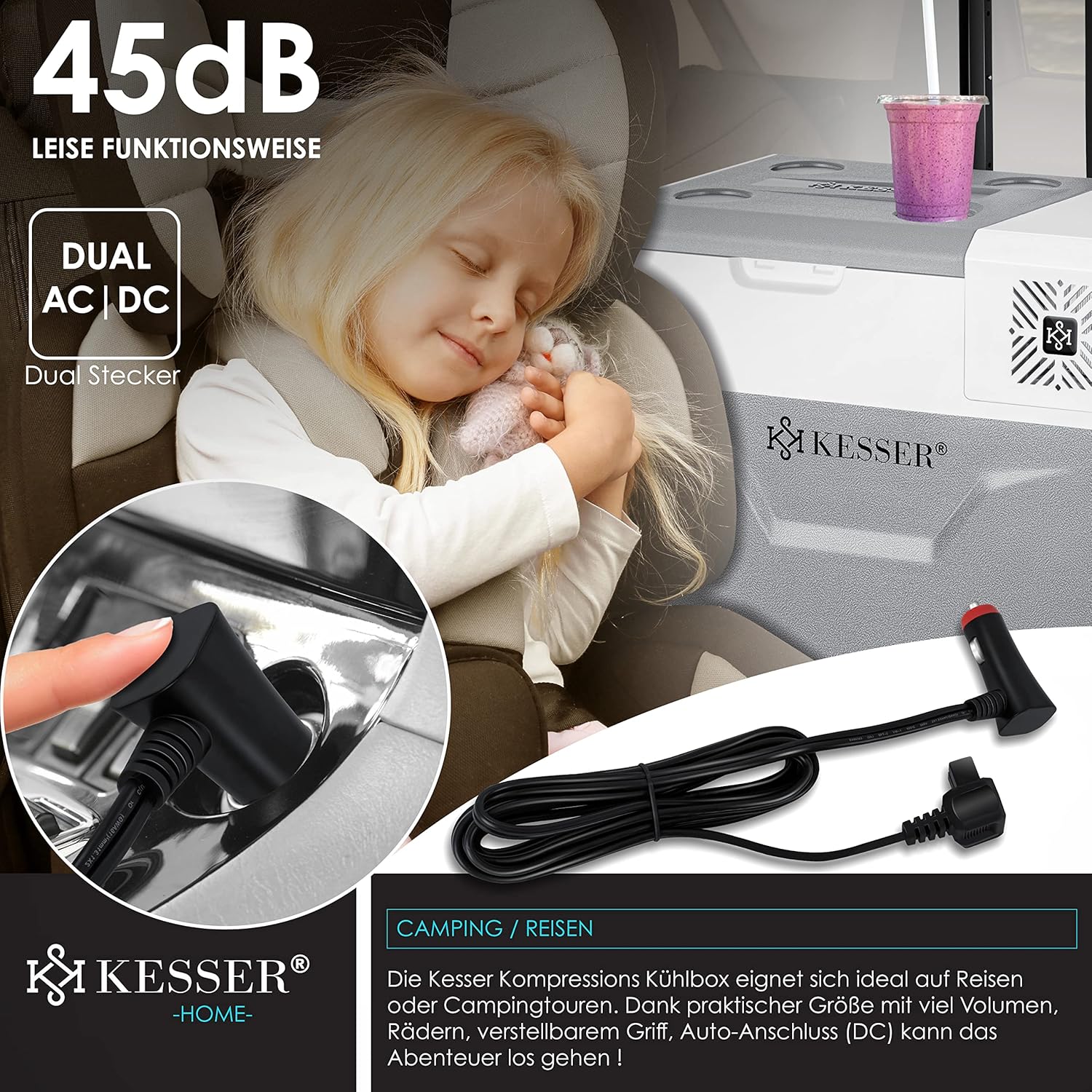 Thumbnail 4 de KESSER Kompressor Kühlbox 30L – APP-Steuerung, Gefrierfunktion bis -20°C, 12/24V/230V, Räder