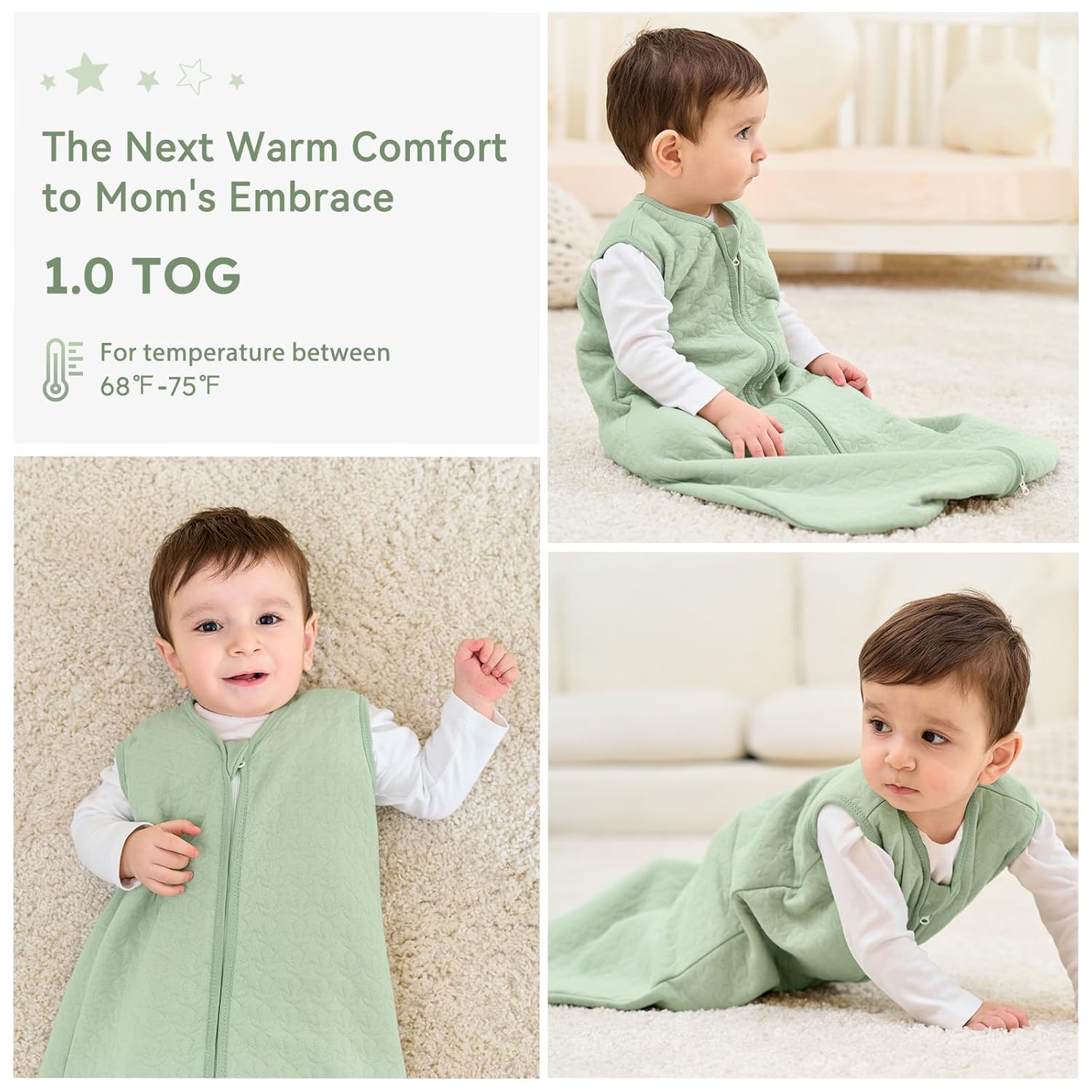 Thumbnail 5 de Unnivoll Babyschlafsack Sommer 1.0 Tog (0–6 Monate) 67 cm – Grün