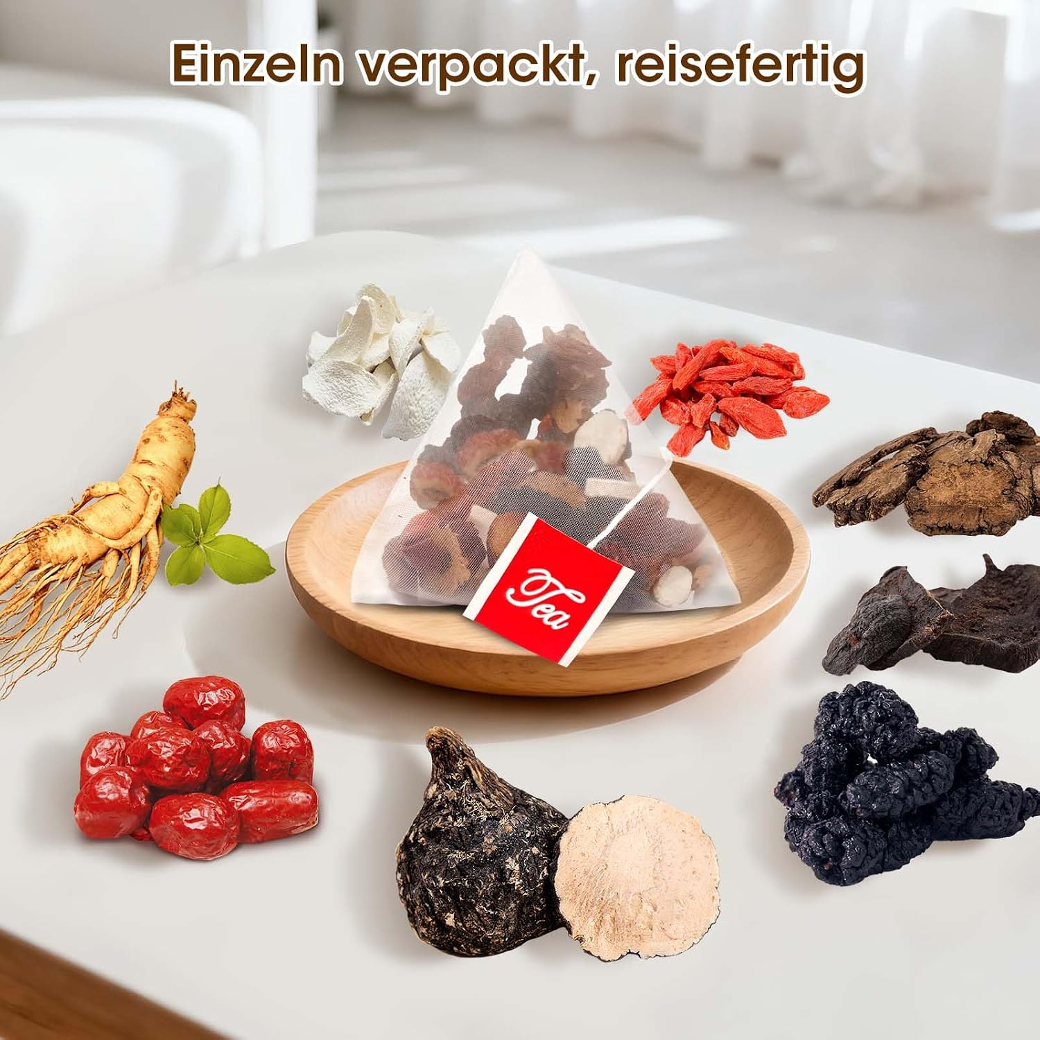 Thumbnail 5 de 25 Beutel Ginseng Acht Schätze Tee – Premium Kräutertee koffeinfrei, traditionell mit Ginseng, Maca & roten Datteln
