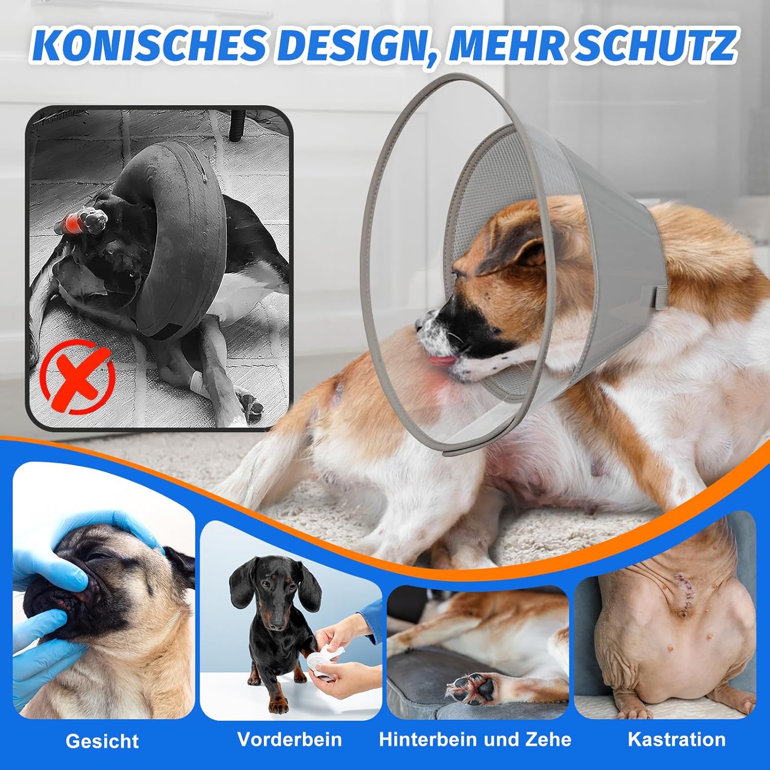 Thumbnail 1 de Supet Halskrause für Hunde (Deep Grey-S) – konische Wundleckschutz-Kegel statt aufblasbarem Donut