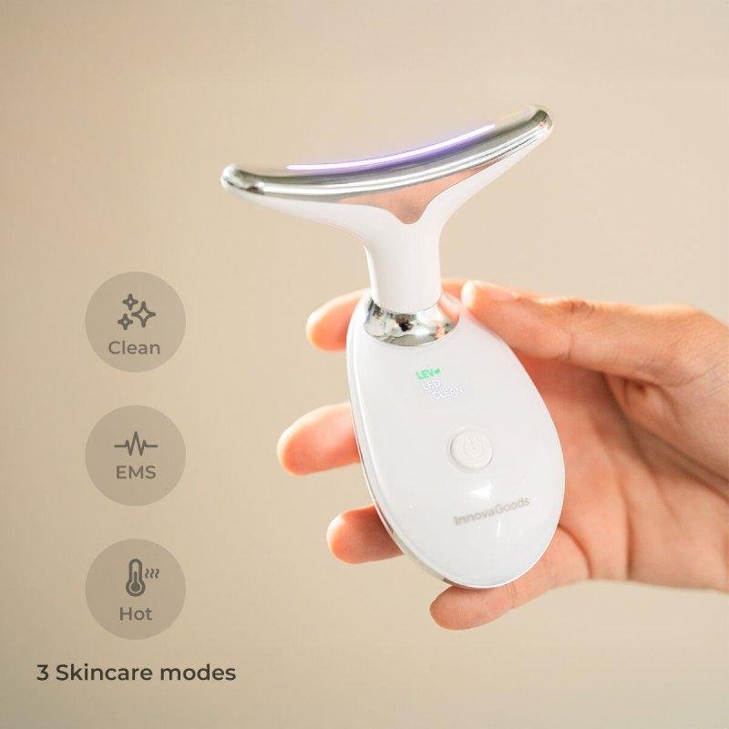 Detalle de Masajeador facial InnovaGoods Selora EMS, LED 7 colores, calor y recargable