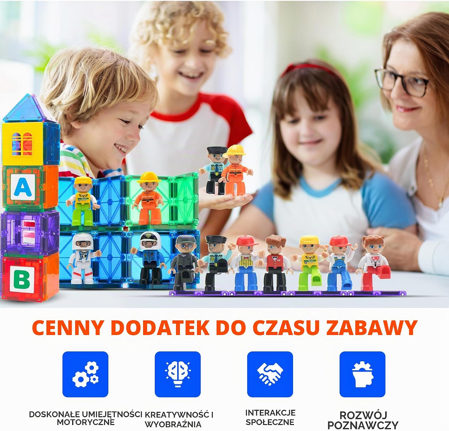 Detalle 2 de Playmags Large Magnetic Figures Community Set – 15 magnetycznych figurek, 3 cale