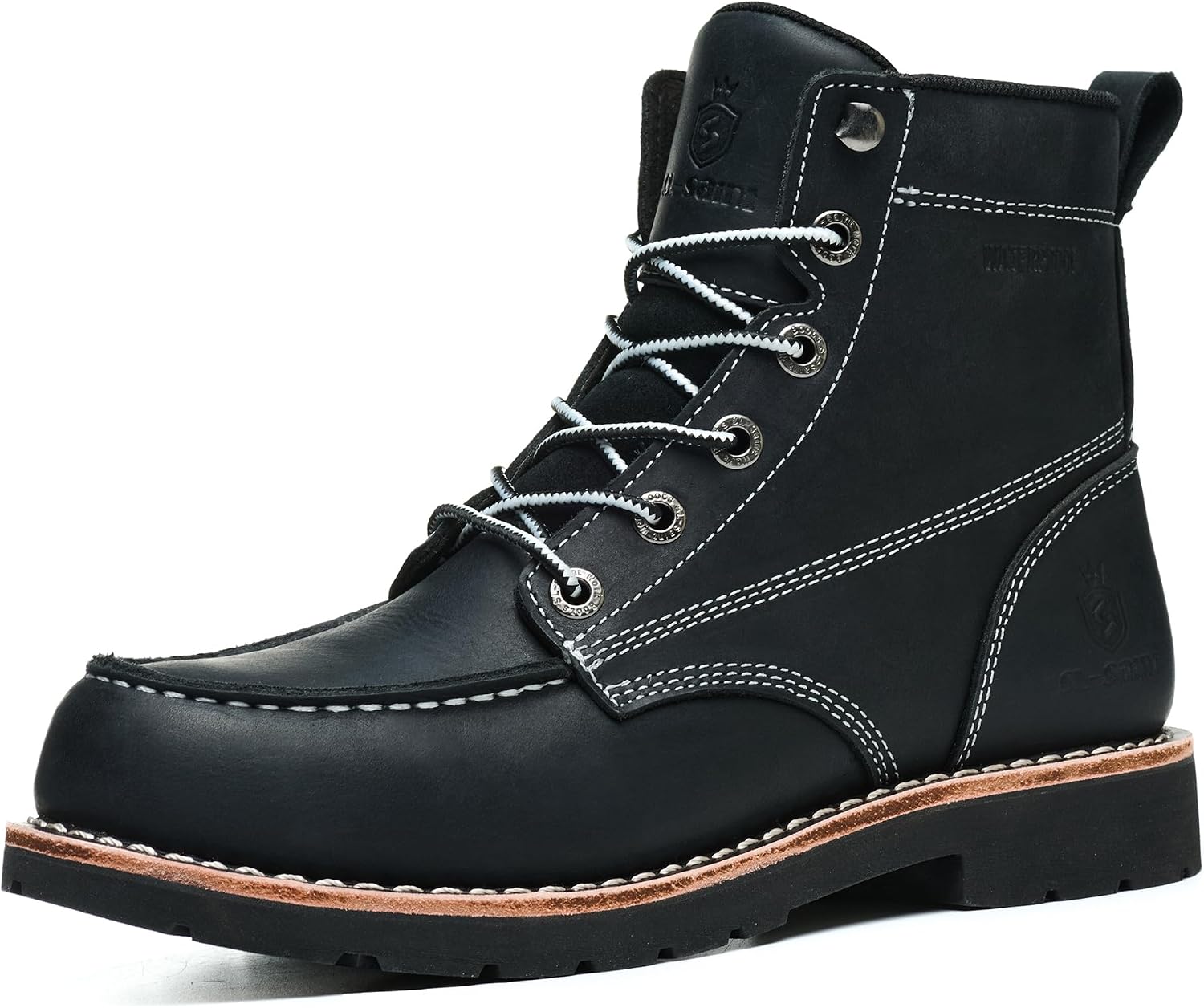 Detalle de SL-Saint Bottes Moc Toe imperméables souples en cuir véritable, cousues type welts, cheville – fait à la main