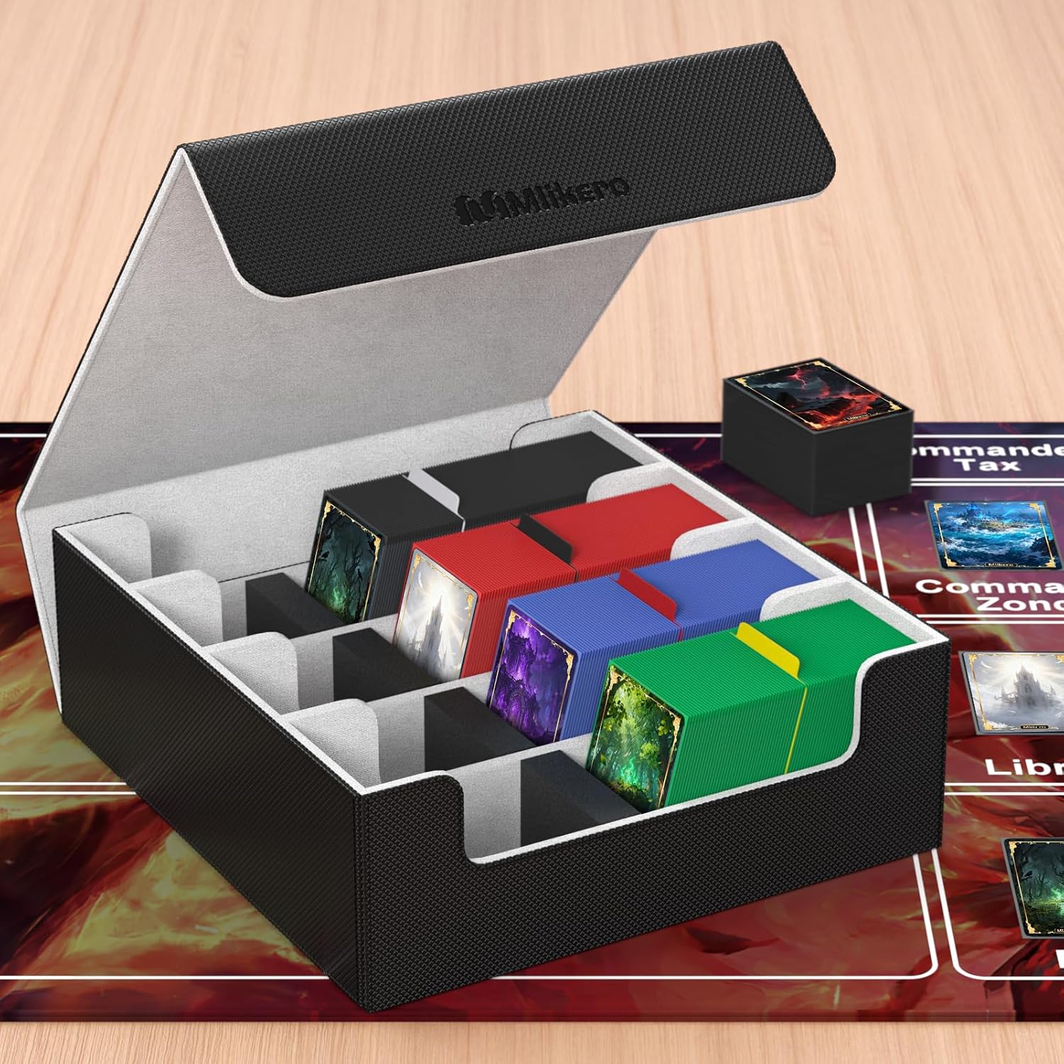 Thumbnail 6 de Mlikero Card Deck Case (2400+ Trading Card Storage Box) with Magnetic Closure, 10 Dividers & Foam Stoppers