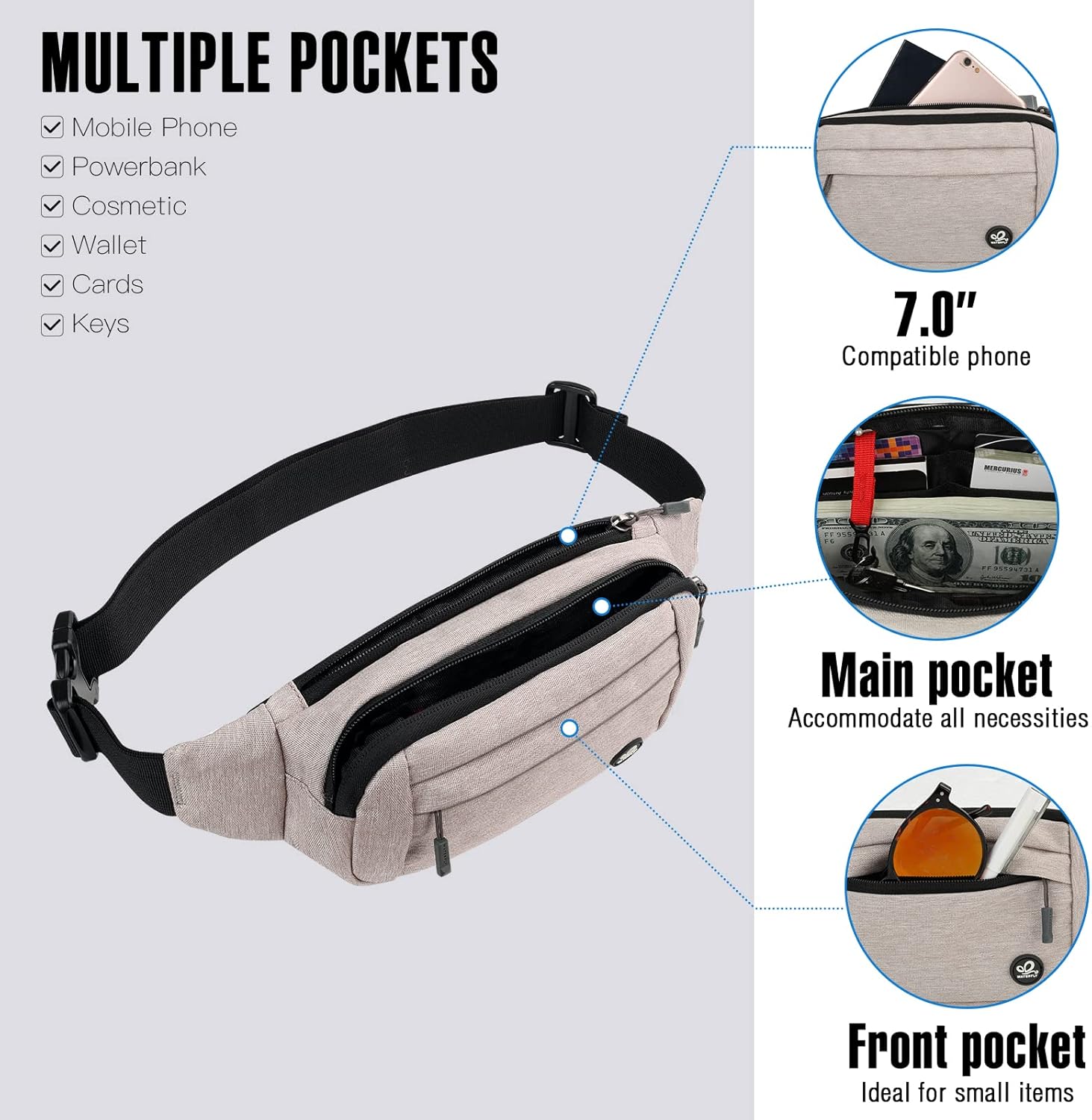 Detalle 2 de Waterfly Bumbags Waist Fanny Pack for Running