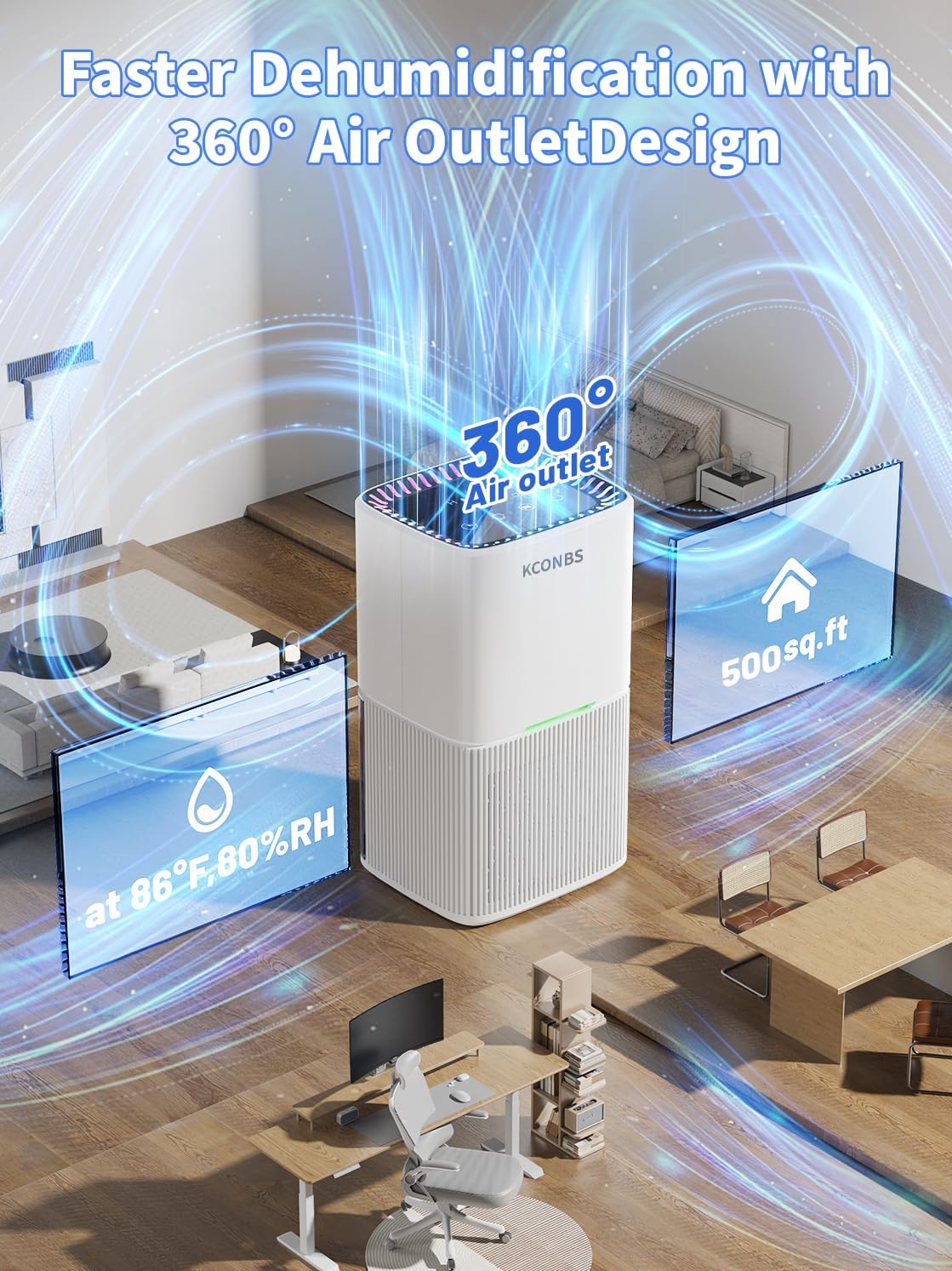 Thumbnail 1 de 1.8 L Quiet Peltier Electric Dehumidifier with Automatic Defrost and Timer (Bathroom, Bedroom)