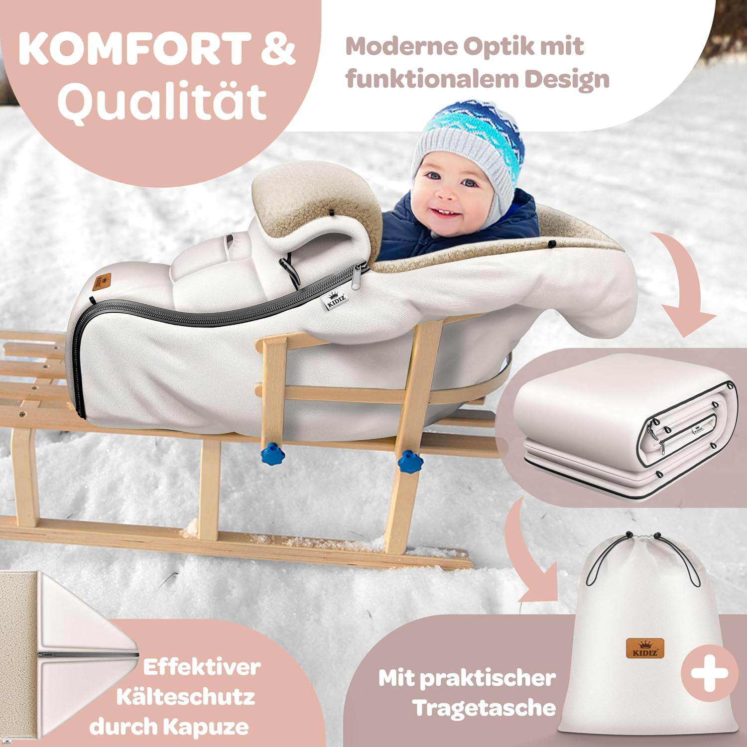 Thumbnail 3 de Kidiz Babyfußsack Winterfußsack Beige