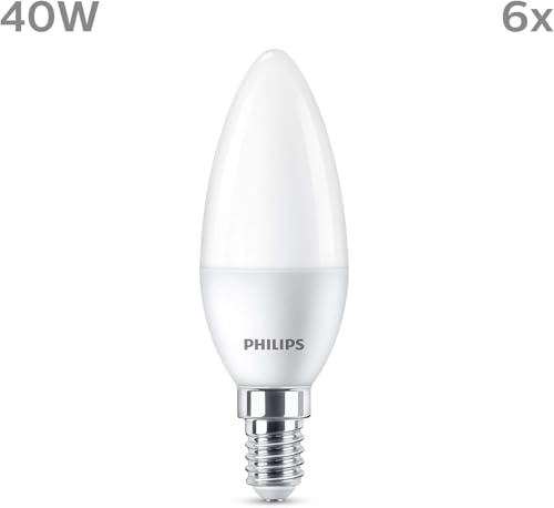 Thumbnail 1 de Philips Lighting 929003541136 – Pack de 6 ampoules LED E14 flamme, 40W équivalent, blanc chaud
