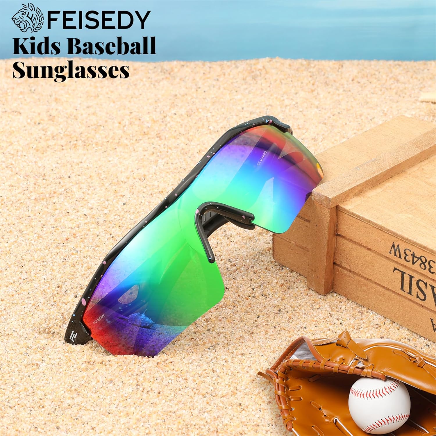 Thumbnail 6 de FEISEDY Kids Polarised Sunglasses TR90: Lightweight, Durable Sports Shades for 6–14s