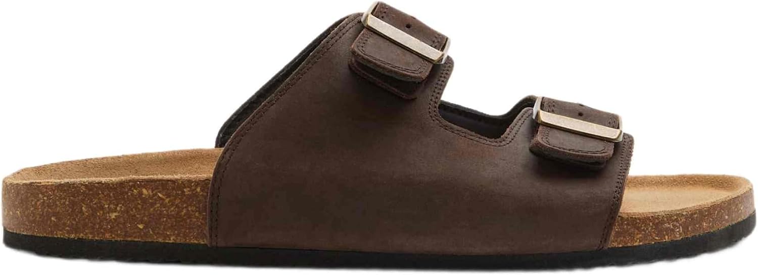 Detalle 1 de Marks & Spencer suède sandalen voor heren met verstelbare gespen en kurkvoetbed
