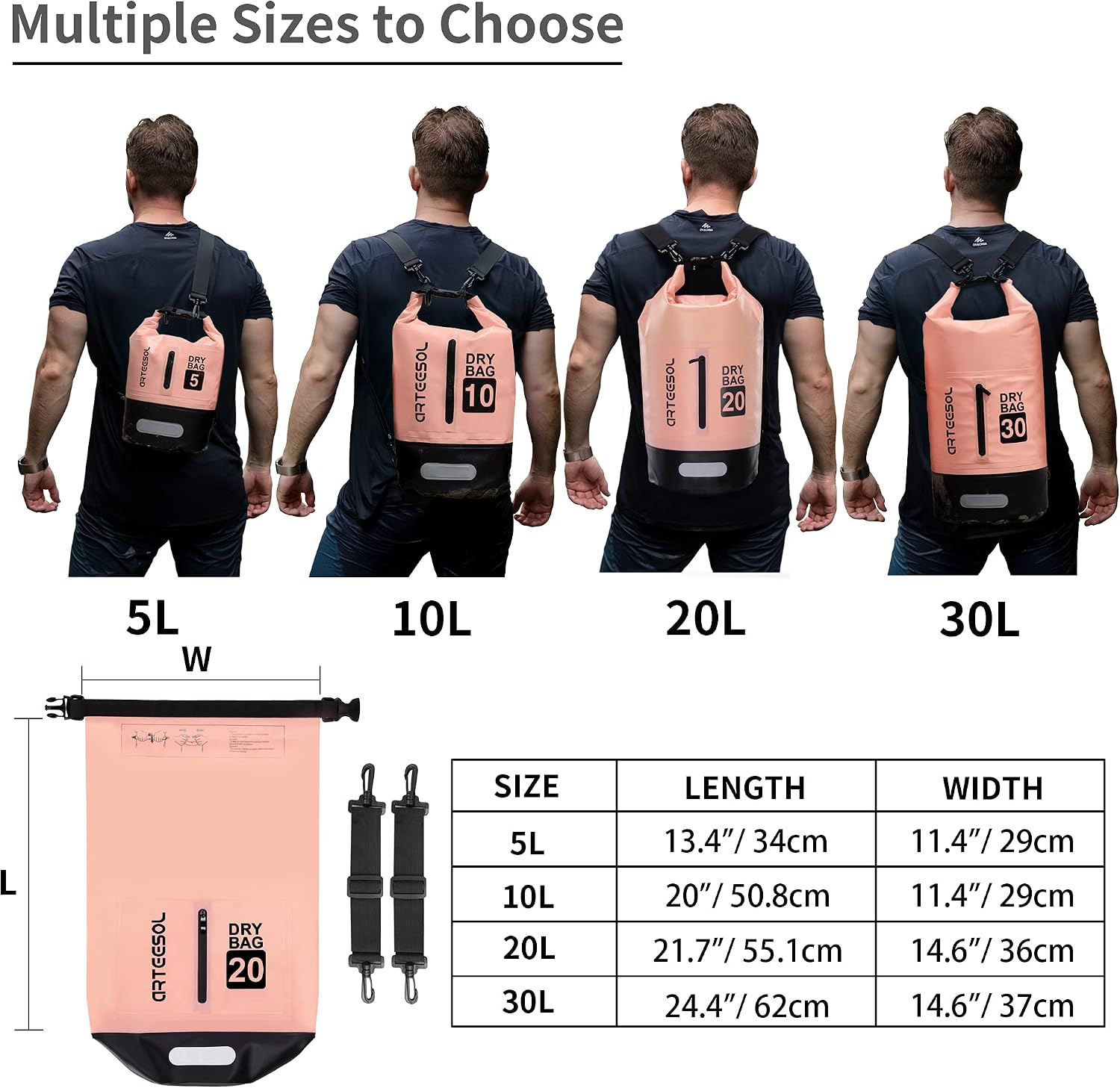 Detalle 2 de Waterproof Dry Bag 5L/10L/20L/30L – Practical dry sack for beach, kayaking and outdoor adventures