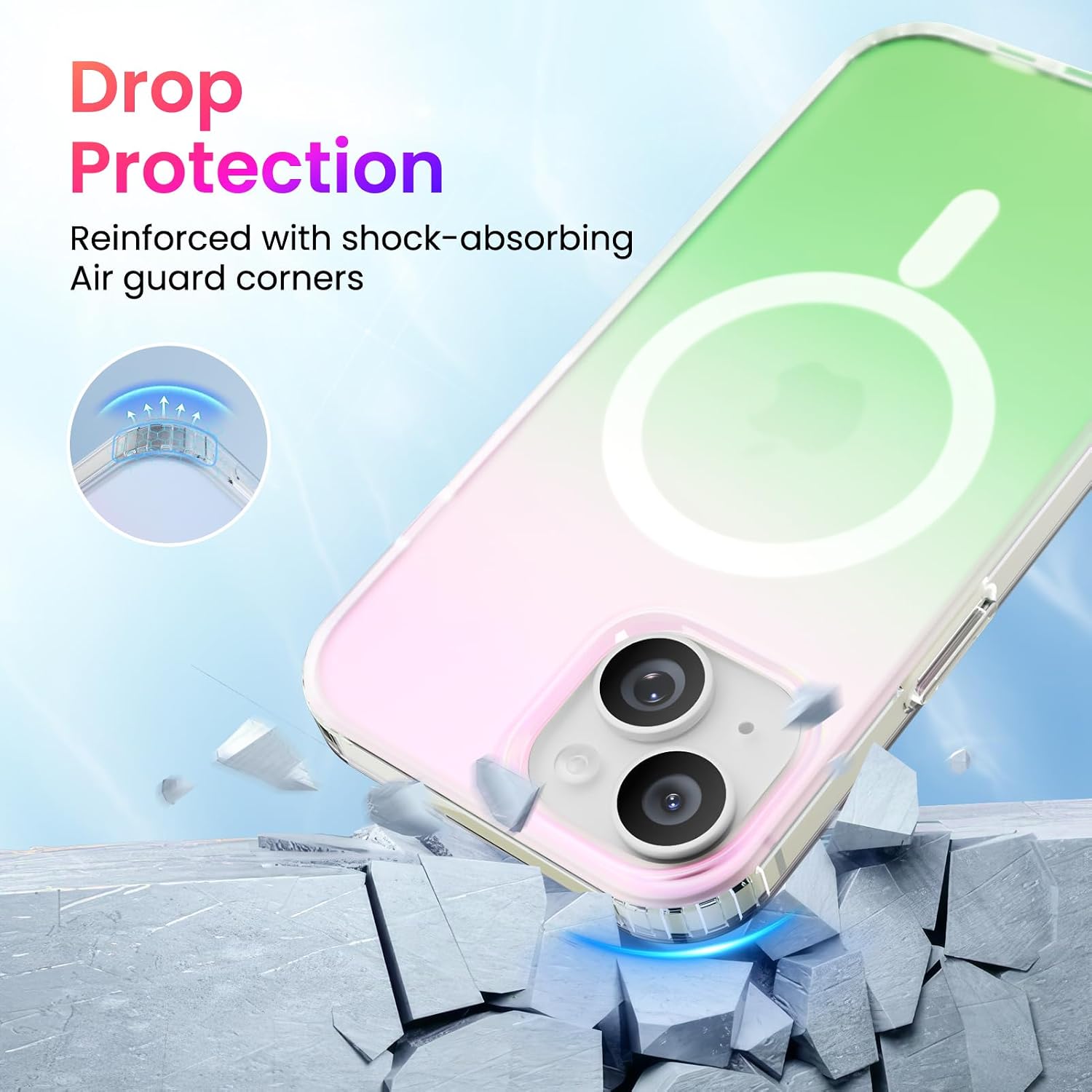 Detalle de ORNARTO iPhone 15 MagSafe compatible iridescent shockproof case (6.1 inch)