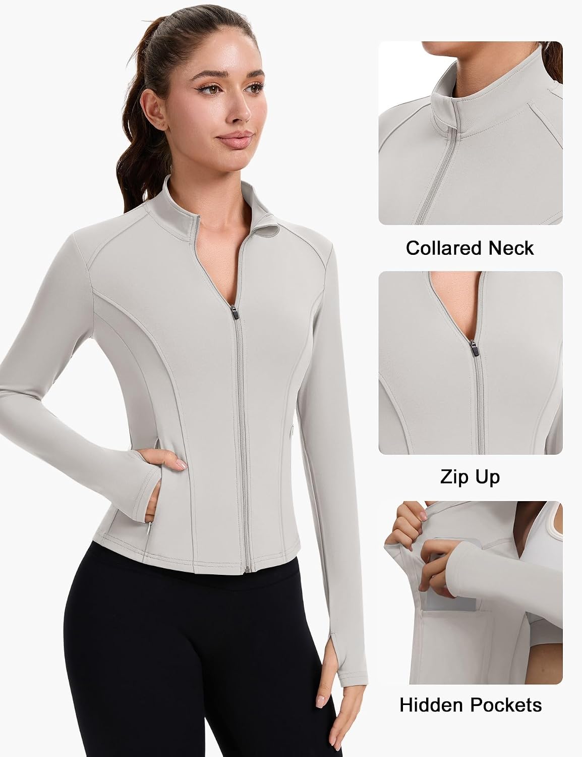 Detalle 2 de ZHENWEI Cropped Workout Jacket Nylon-Spandex Blend