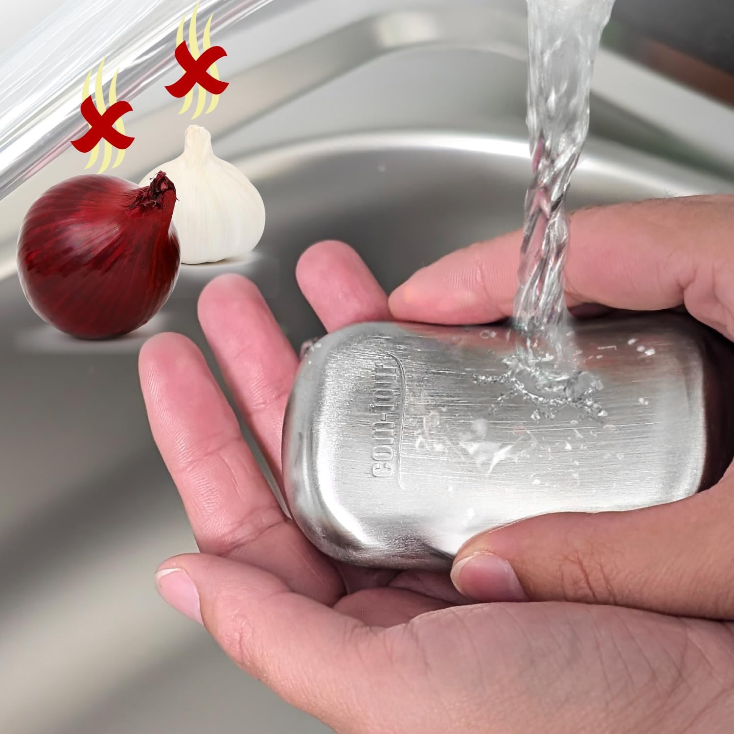Thumbnail 6 de com-four Sapone antiodore in Acciaio Inossidabile – neutralizzatore di odori antibatterico