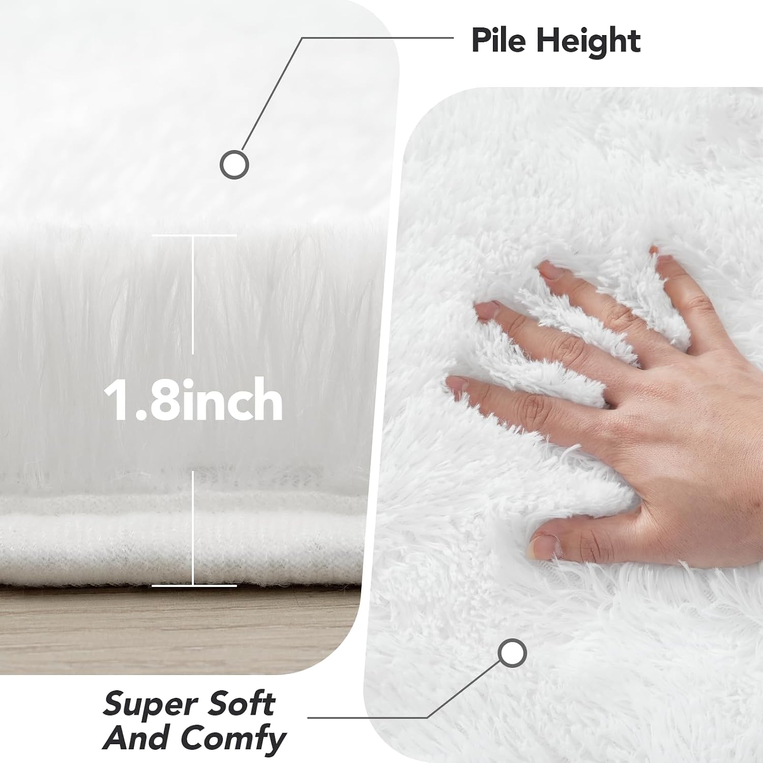 Detalle 2 de Fluffyrug White 10x14 shag rug