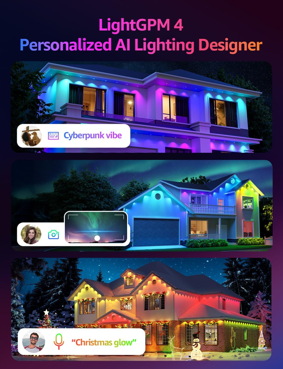 Thumbnail 5 de Lepro EE1-30 AI Permanent Outdoor Lights, 50 ft RGB+IC, Dual Output