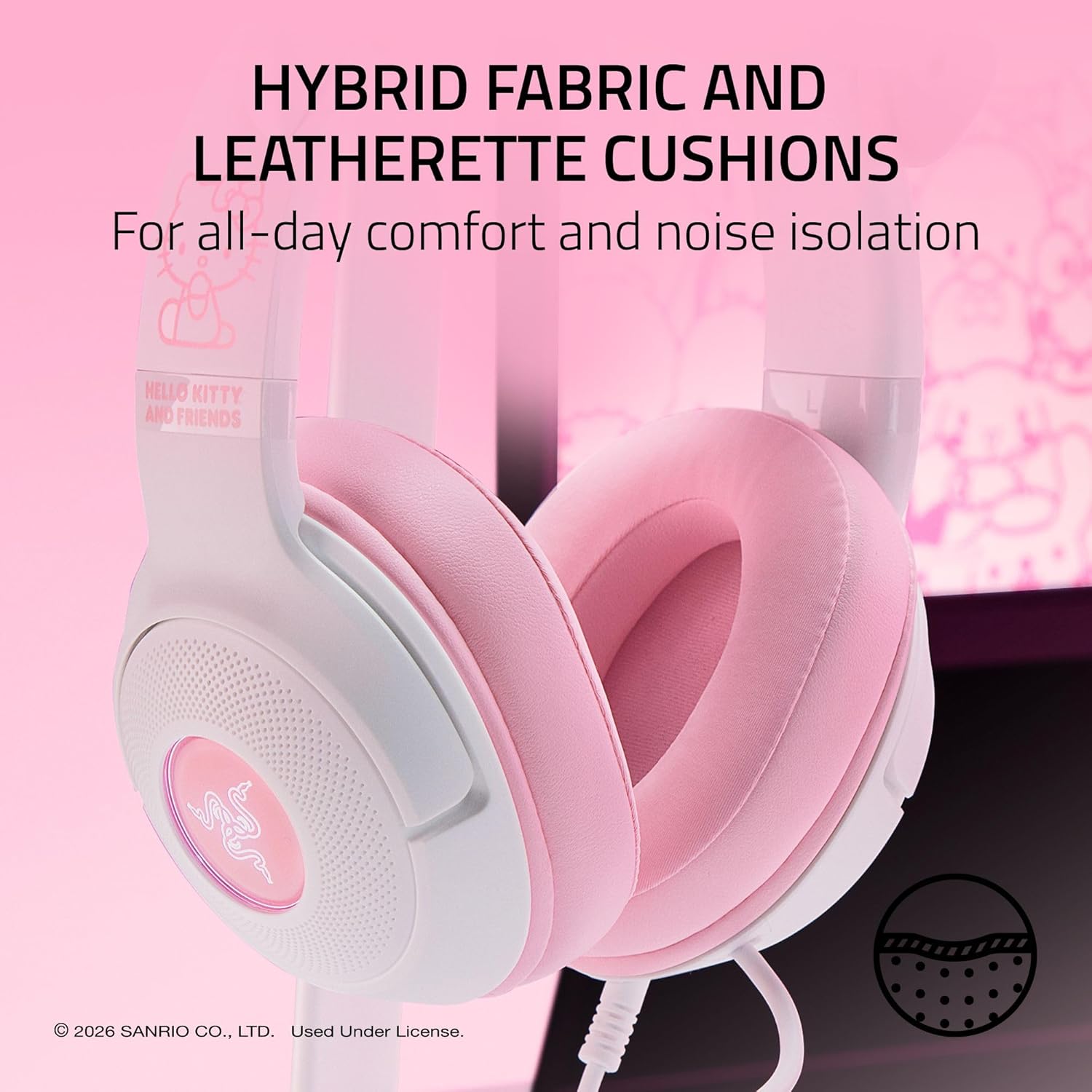 Thumbnail 6 de Razer Kraken Kitty V2 USB Wired Headset: Hello Kitty Edition