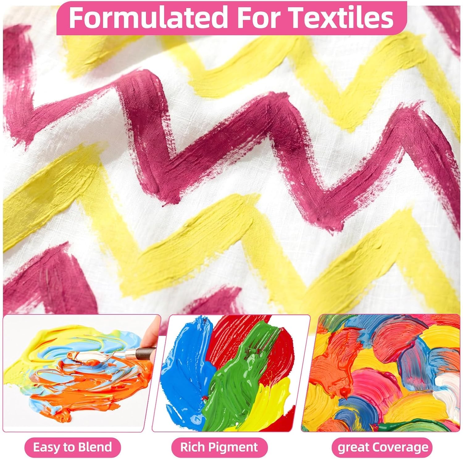 Detalle de Colorful 24-Colour Permanent Fabric Paint Set for Clothes, Shoes & Canvas