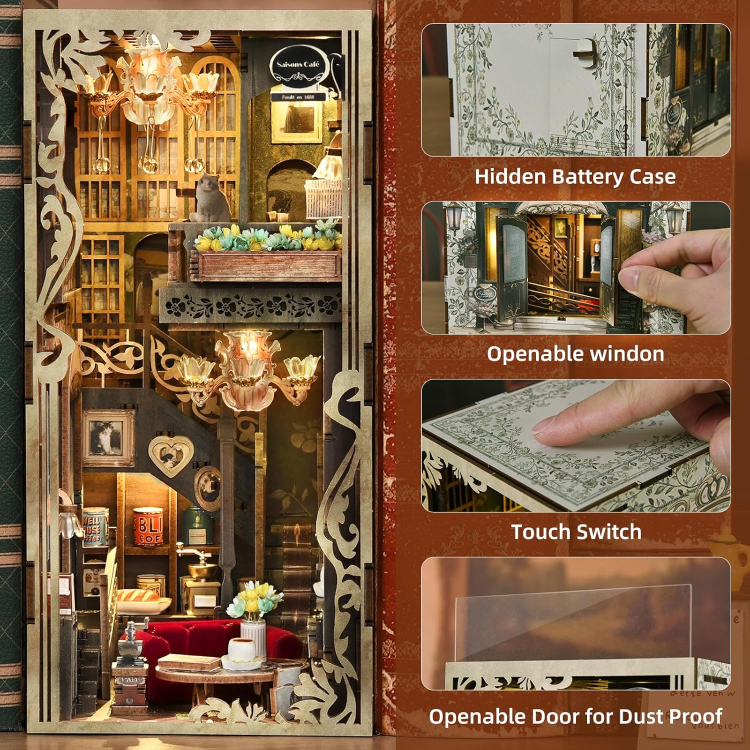Thumbnail 4 de Saisons Café MiniCity Book Nook Kit with LED Light