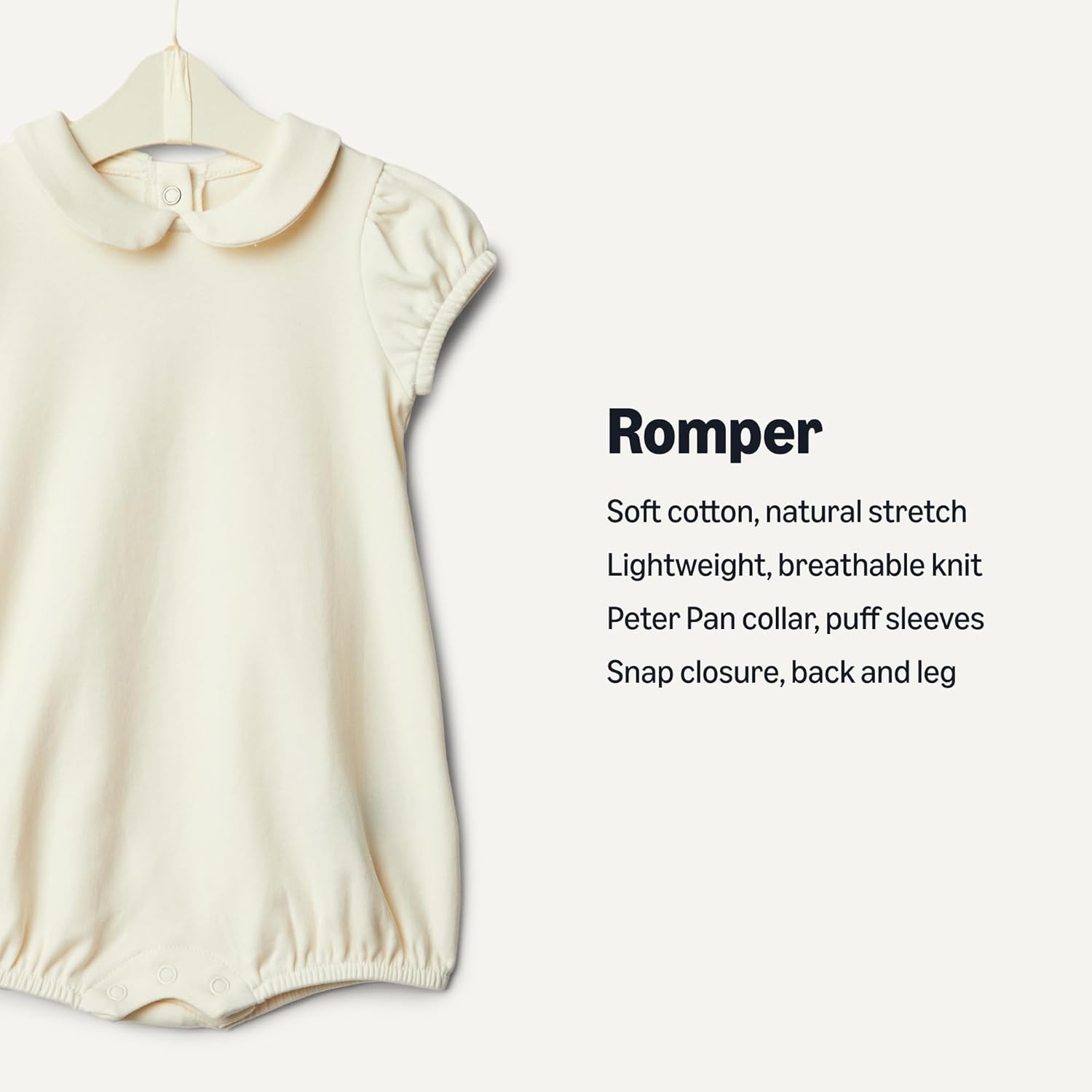 Thumbnail 1 de Amazon Essentials Baby Girls’ Cotton Short-Sleeve Romper Suit with Peter Pan Collar (Pack of 2)