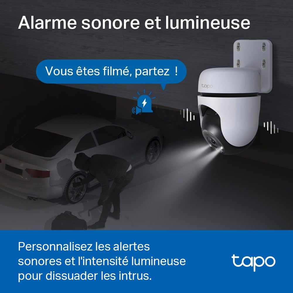 Thumbnail 5 de Tapo C510W 2K caméra WiFi extérieure 360° : vision nocturne couleur, détection de personne et alarme sonore