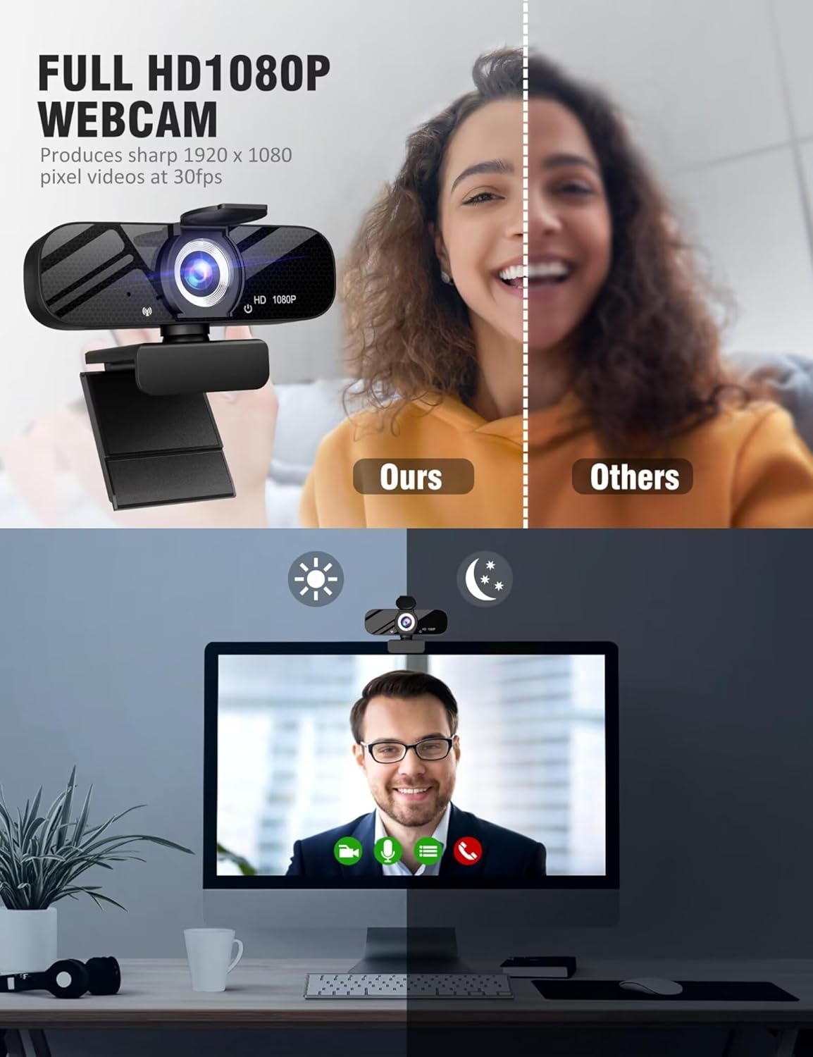 Detalle 2 de Tewiky Full HD Webcam 1080P