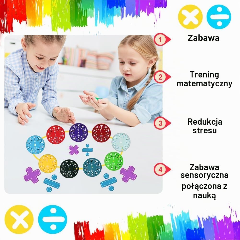 Detalle 1 de AUAUY 888 – zestaw 9 spinnerów matematycznych do mnożenia i dzielenia