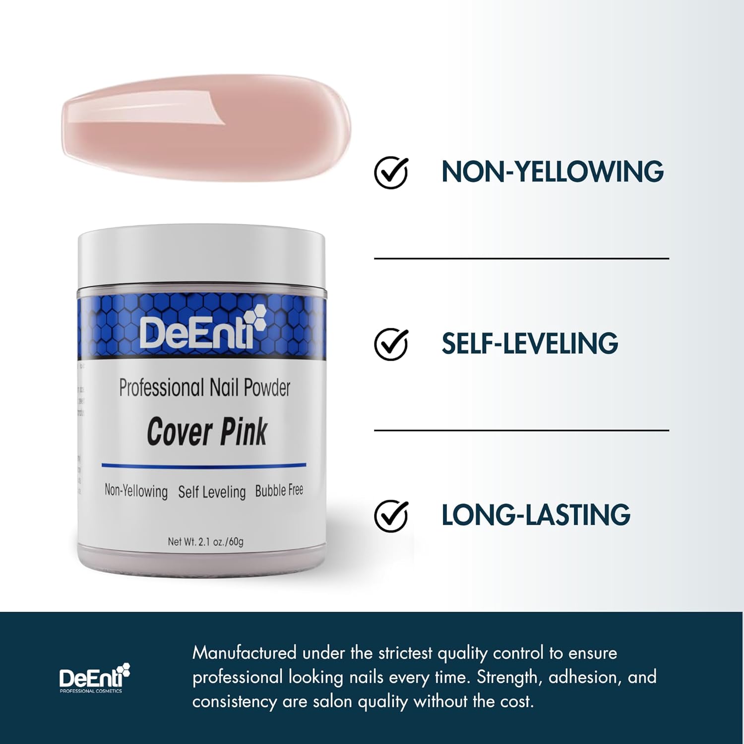 Thumbnail 2 de DeEnti Acrylic Nail Powder (2oz) Cover Pink — bubble-free acrylic powder for overlays and extensions