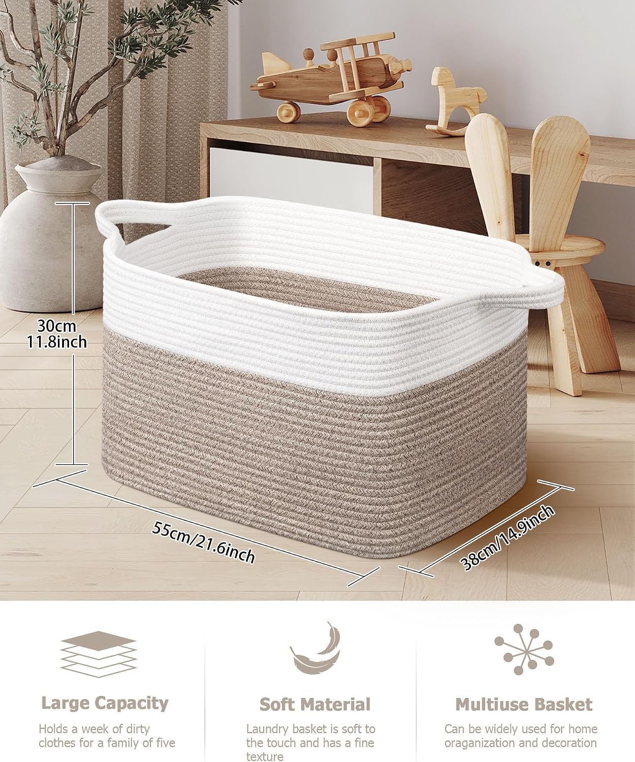Thumbnail 2 de JOJOSEE Large Storage Basket 55x38x30 cm
