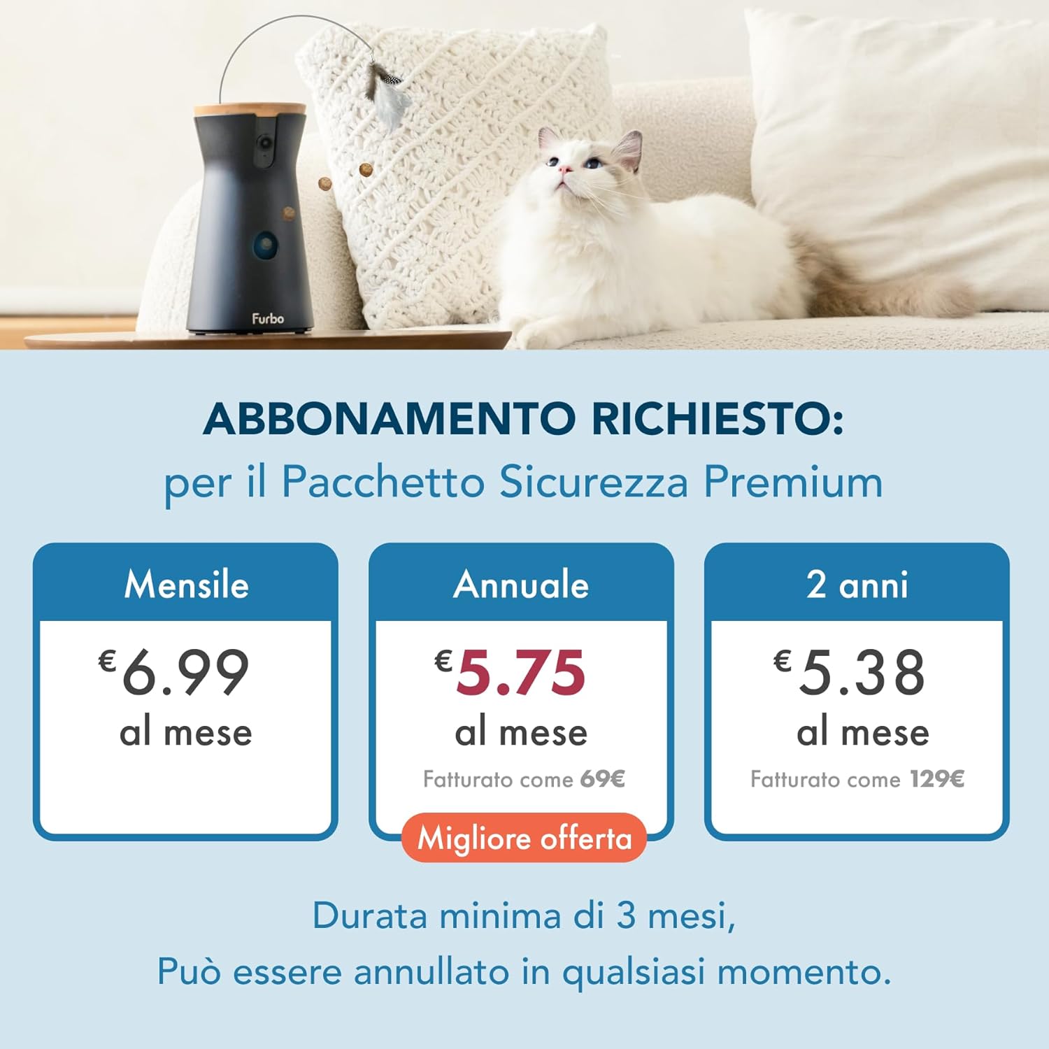 Thumbnail 3 de Furbo Videocamera 360° per gatti con Pacchetto Sicurezza Premium (abbonamento richiesto)