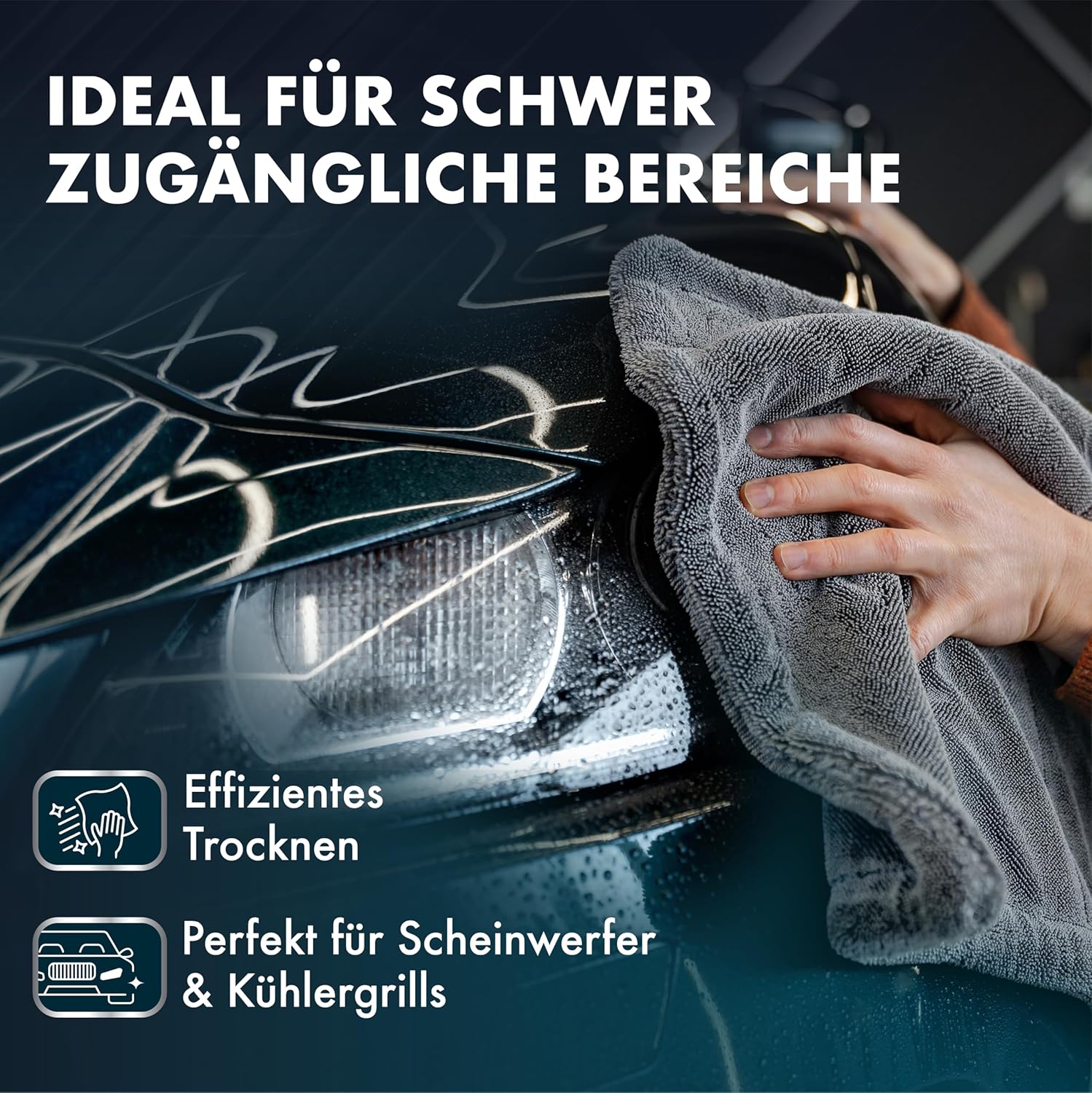 Thumbnail 5 de ZENAKIO Auto Trockentuch XXL 50x80 cm (1800 GSM) – fusselfreies Mikrofasertuch zum Autotrocknen & Motorradpflege