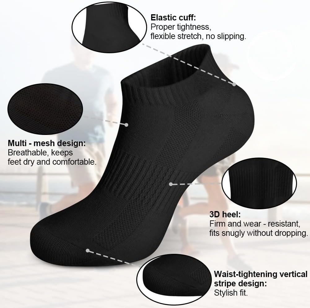 Detalle de Vicloon Trainer Socks for Men and Women – 8 Pairs Ankle Cotton Sports Socks